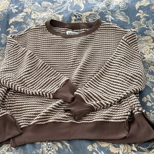 Aerie Brown and Cream Striped Sweater excellent condition XXS